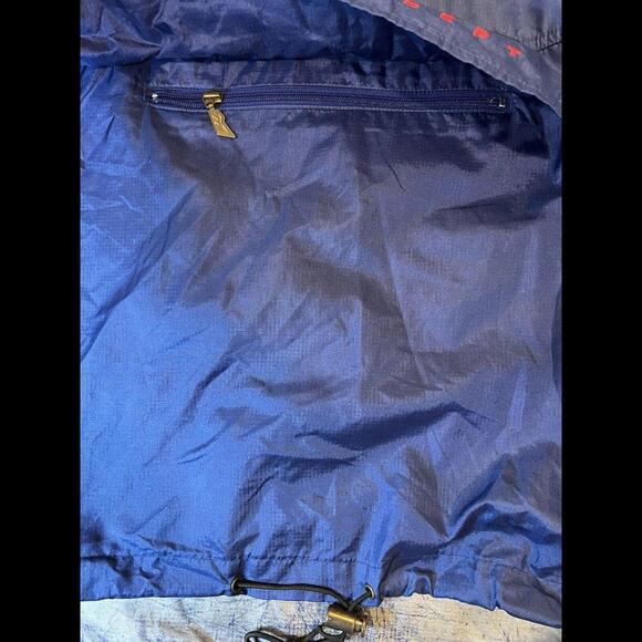 Reebok XL Windbreaker 1/4 Zip Roll-Up Hood Deep Blue 80s Style VTG‎ RARE - Picture 7 of 9